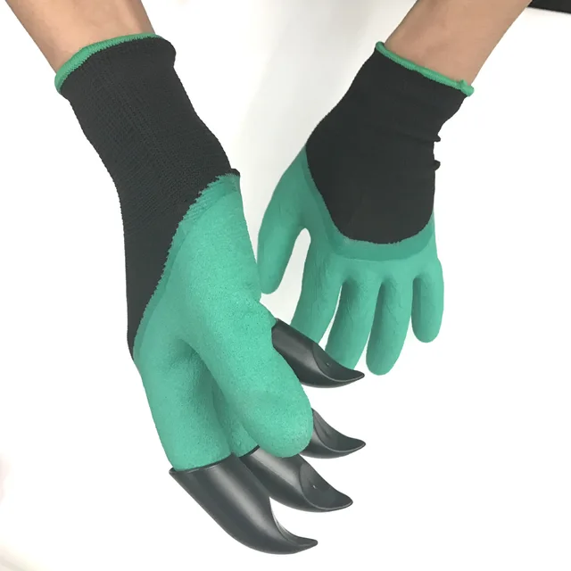 ABS Plastic Garden Rubber Gloves Gardening Digging Planting Durable Waterproof Work Glove with 4 or 8 Hand Claw