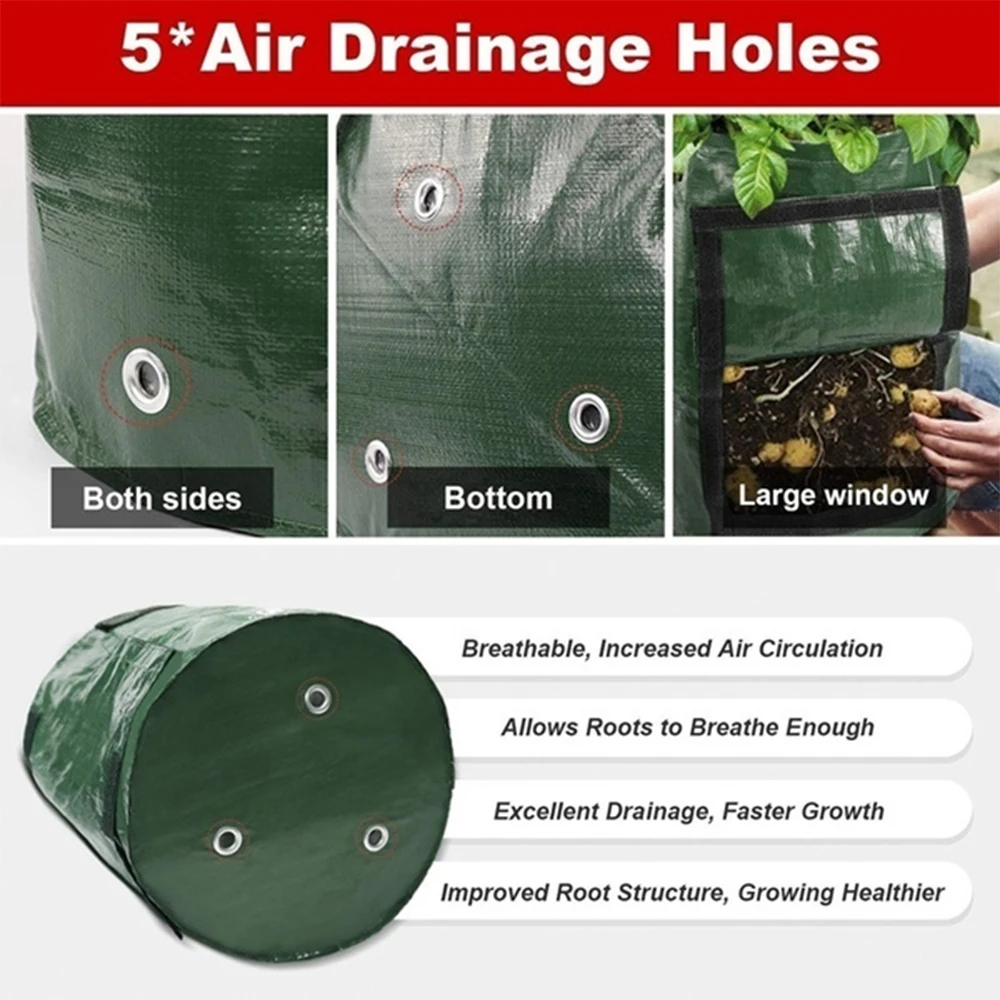 PE Vegetable Planter Growing Bag, Potato Grow Bags, DIY Fabric Grow Pot, Outdoor Garden Pots, Garden Tools, Veget Garden
