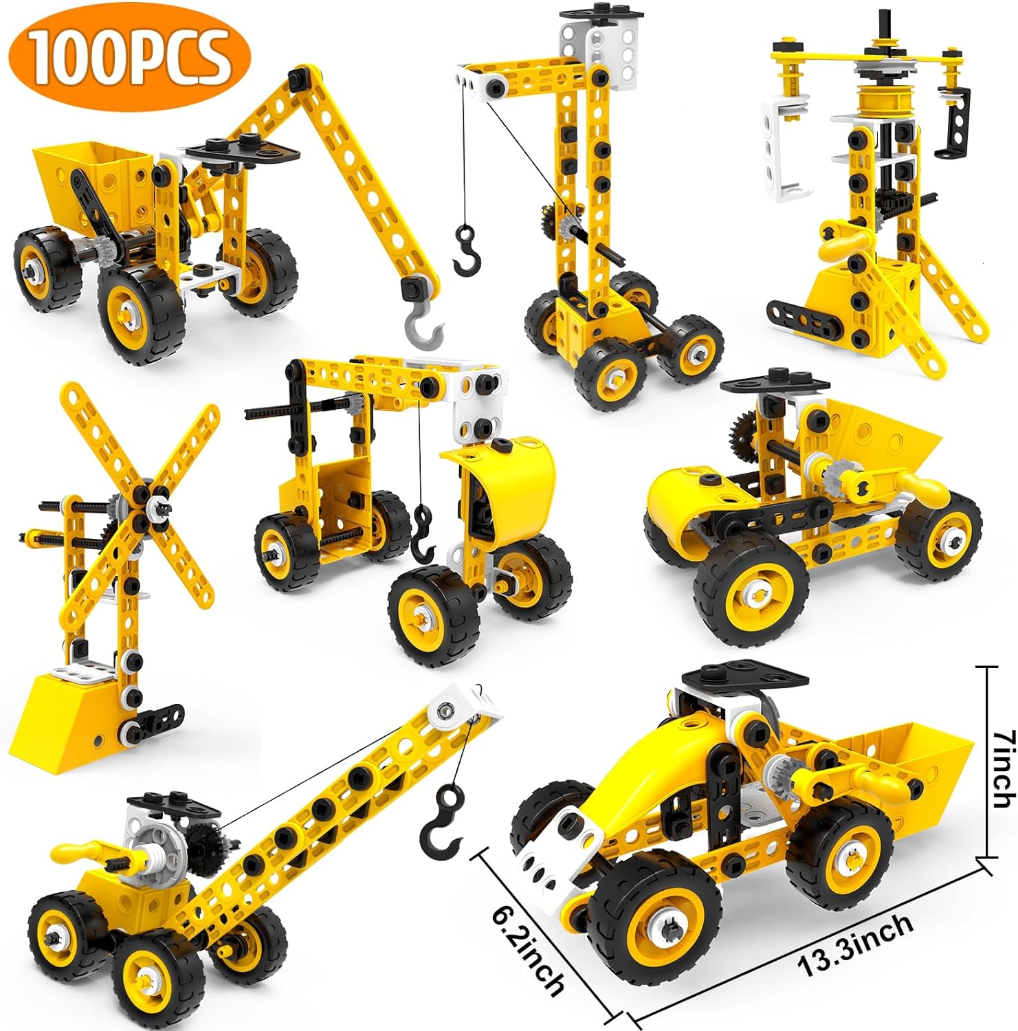 192 PCS STEM Building Toys for 5 6 7 8 9 + Year Old Boy Girl Gift Stem Project Activities Kit for Kids 5-7 6-8 Educational Autism Robotic Toy Learning Game Excavator Engineering Construction Set