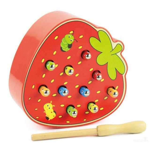Catch the Worm Fruit Shape Wooden Toy